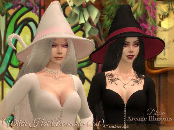 Sims 4 Arcane Illusions   Witch Hat Accessories (Set: v1 and v2) by Dissia at TSR