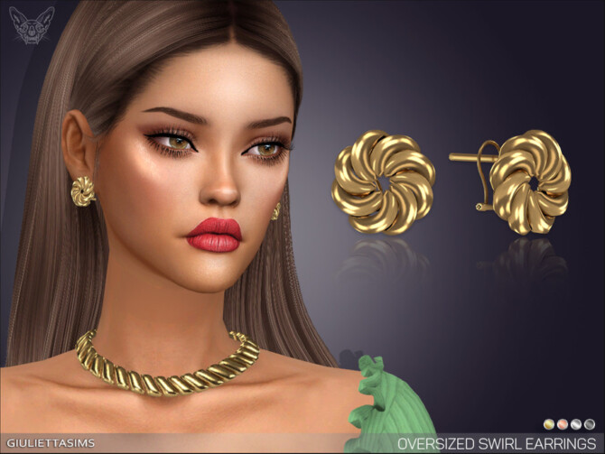 Sims 4 Oversized Swirl Earrings by feyona at TSR