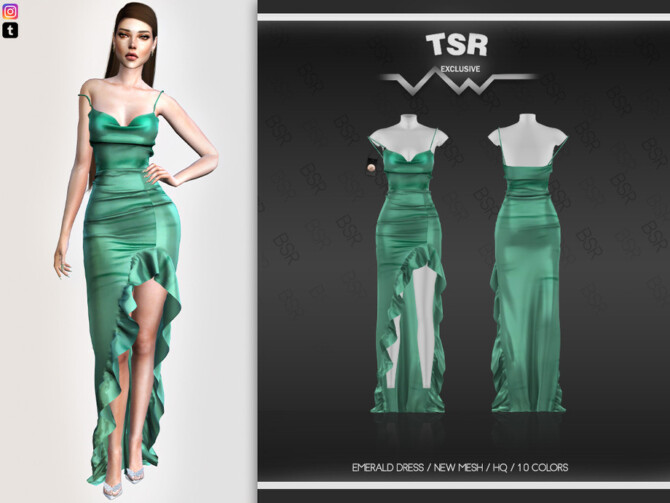 Sims 4 Emerald dress BD548 by busra tr at TSR