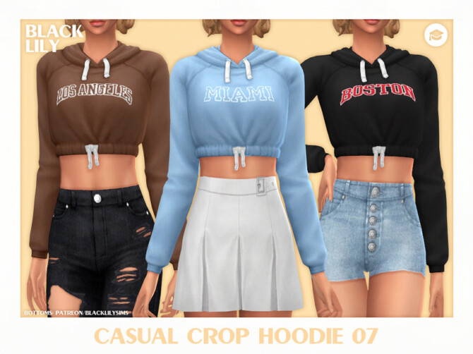 Sims 4 Casual Crop Hoodie 07 by Black Lily at TSR