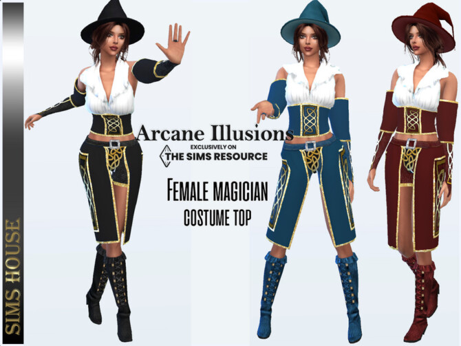 Sims 4 Arcane Illusions Female magician costume bottom by Sims House at TSR