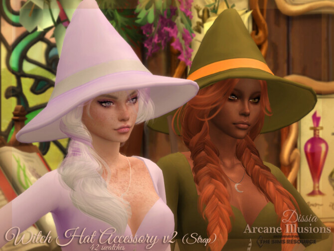 Sims 4 Arcane Illusions   Witch Hat Accessories (Set: v1 and v2) by Dissia at TSR
