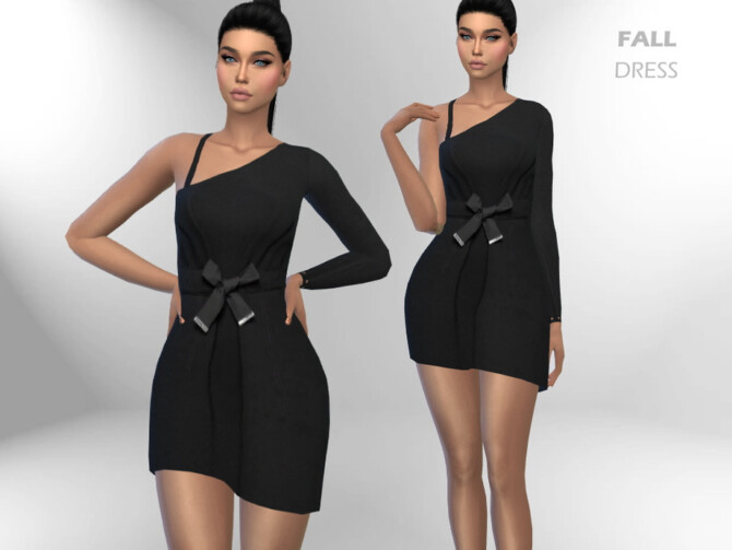 Sims 4 Fall Dress by Puresim at TSR