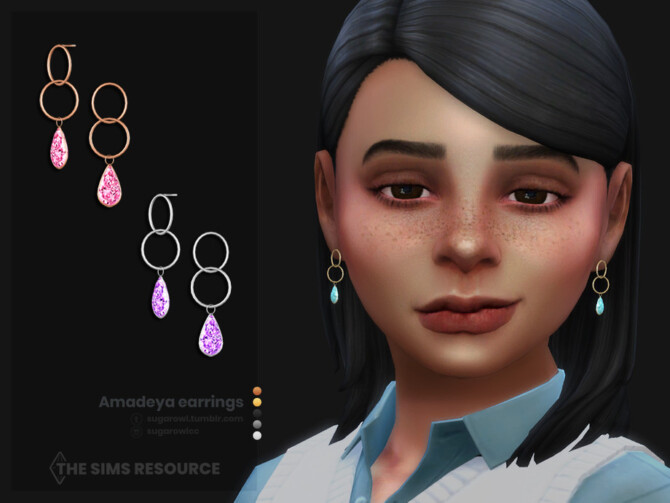 Sims 4 Amadeya earrings for kids by sugar owl at TSR
