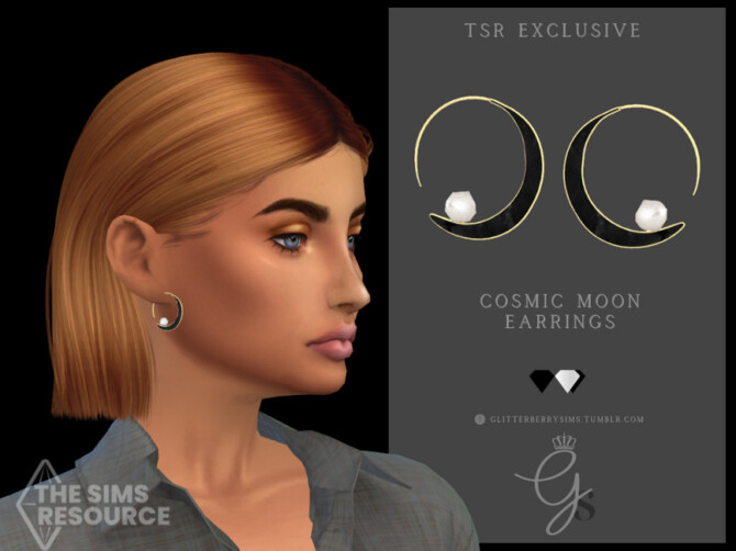 Sims 4 Cosmic Moon Earrings by Glitterberryfly at TSR