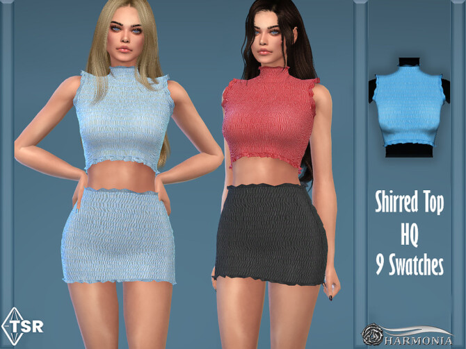 Sims 4 Delight Shirred Crop Top by Harmonia at TSR