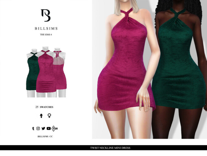Sims 4 Twist Neckline Short Dress by Bill Sims at TSR