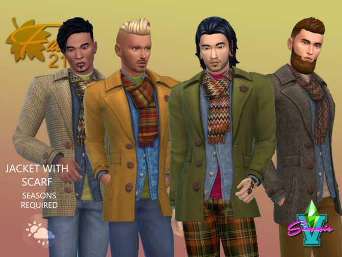 Sims 4 Fall21 Layered Jacket with Scarf by SimmieV at TSR