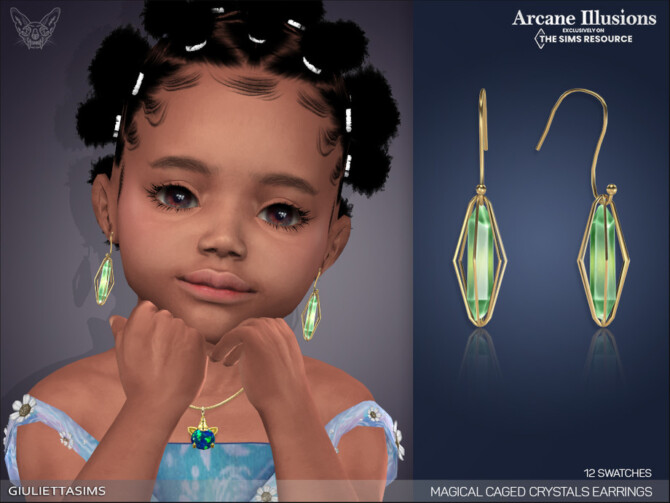 Sims 4 Arcane Illusions   Magical Caged Crystal Earrings toddlers by feyona at TSR
