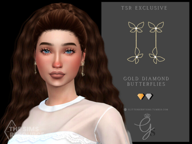 Sims 4 Gold Diamond Butterflies by Glitterberryfly at TSR