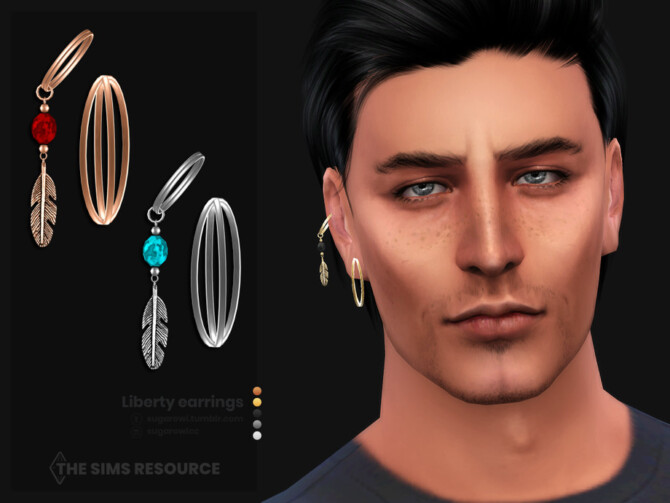 Sims 4 Liberty male earrings | Right by sugar owl at TSR