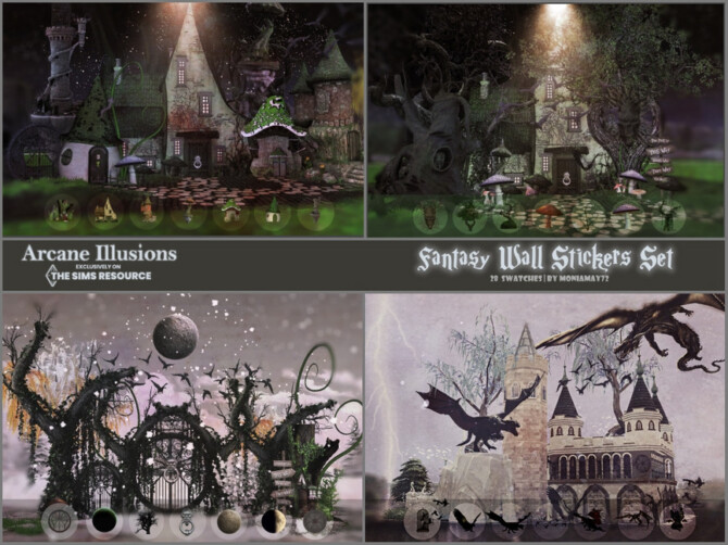 Sims 4 Arcane Ilussions Fantasy Wall Stickers Set by Moniamay72 at TSR