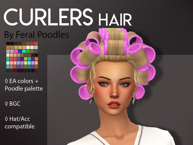 Sims 4 Curlers Hair by feralpoodles at TSR