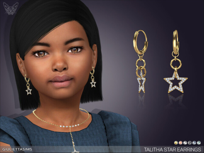 Sims 4 Talitah Star Earrings For Kids by feyona at TSR