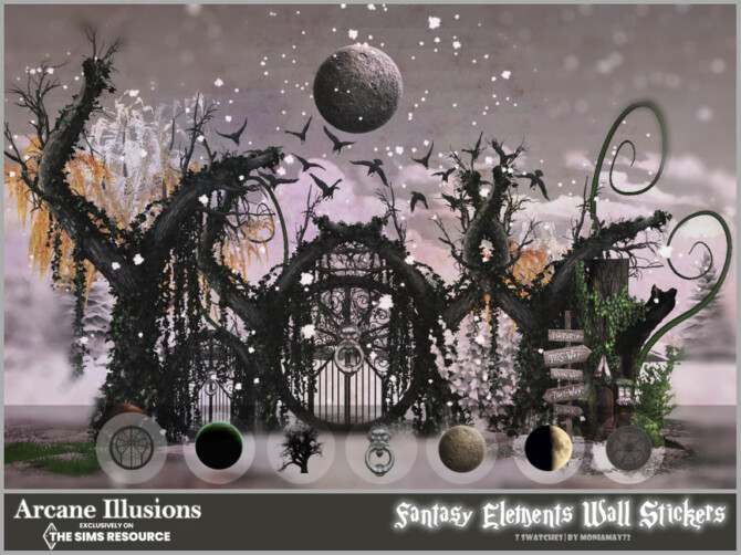 Sims 4 Arcane Ilussions Fantasy Wall Stickers Set by Moniamay72 at TSR