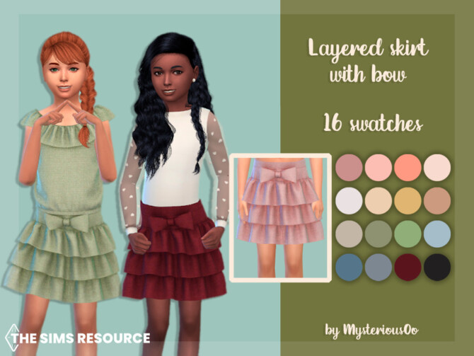 Sims 4 Layered skirt with bow by MysteriousOo at TSR