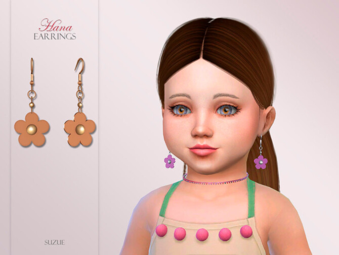 Sims 4 Hana Earrings Toddler by Suzue at TSR