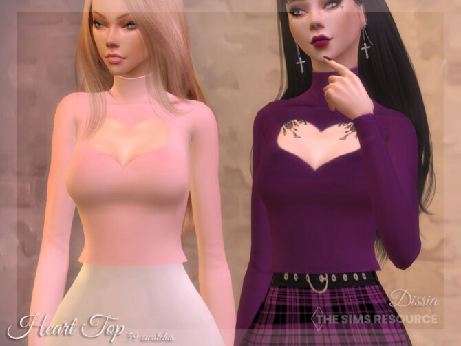 Sims 4 Heart Top by Dissia at TSR