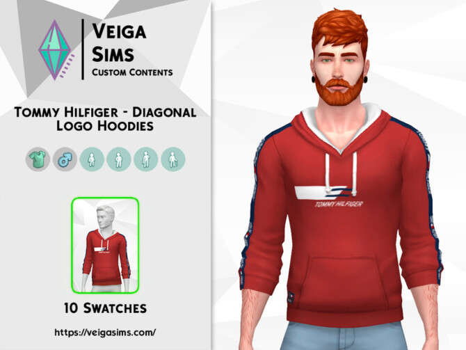 Sims 4 Diagonal Logo Hoodies by David Mtv at TSR