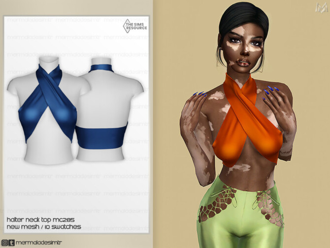 Sims 4 Halter Neck Top MC285 by mermaladesimtr at TSR