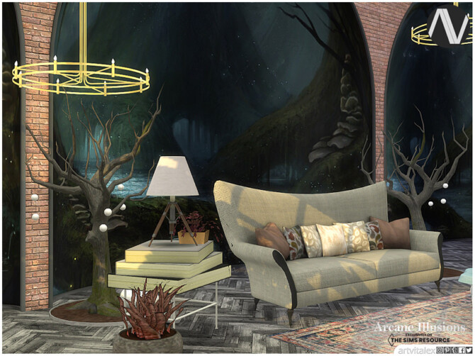 Sims 4 Arcane Illusions | Solstheim Living Room by ArtVitalex at TSR