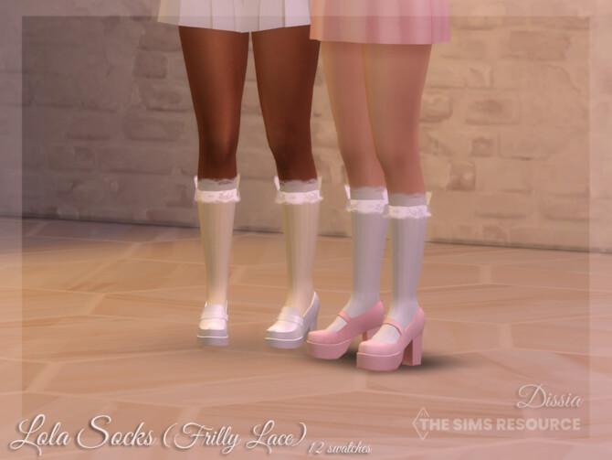 Sims 4 Lola Socks with Lace by Dissia at TSR
