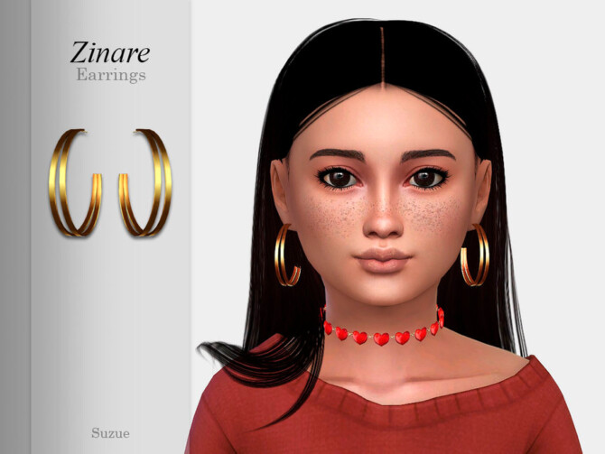 Sims 4 Zinare Earrings Child by Suzue at TSR