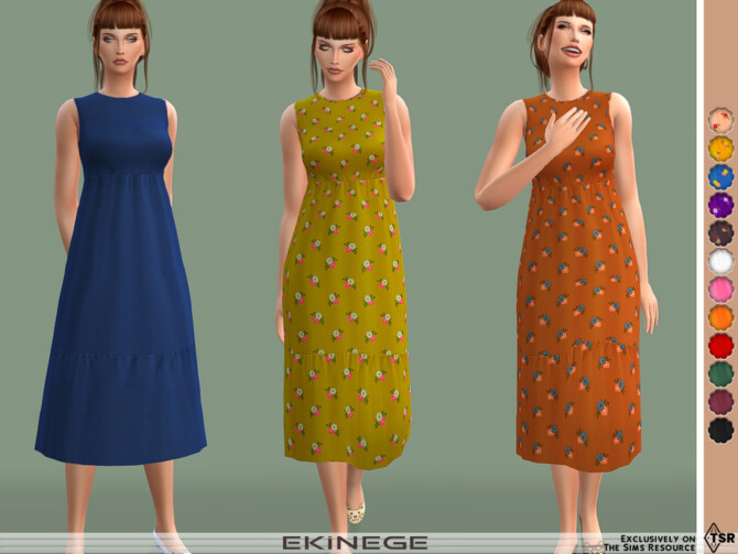 Sims 4 Sleeveless Tiered Midi Dress by ekinege at TSR