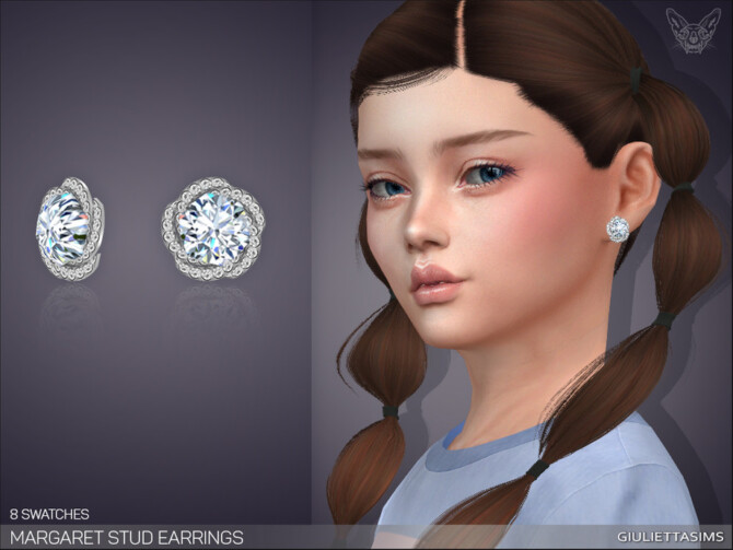 Sims 4 Margaret Stud Earrings For Kids by feyona at TSR