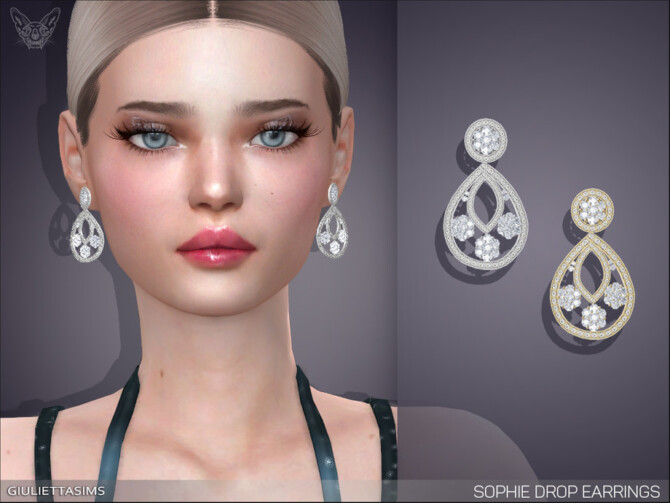 Sims 4 Sophie Drop Earrings by feyona at TSR