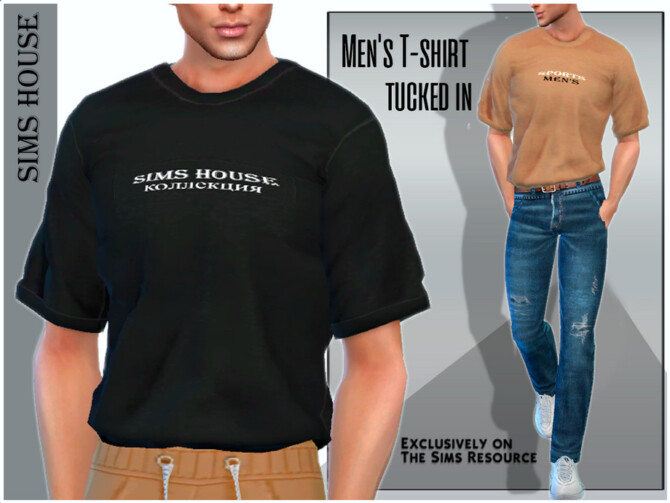 Sims 4 Mens T shirt tucked in by Sims House at TSR
