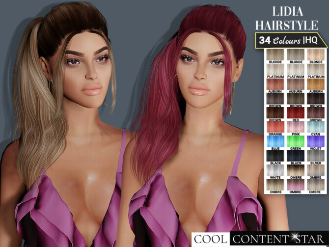 Sims 4 Hairstyle 12 Lidia tail by sims2fanbg at TSR