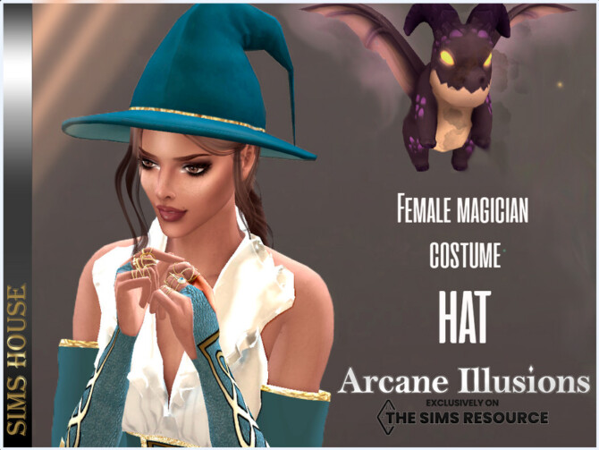 Sims 4 Arcane Illusions Female magician costume Hat by Sims House at TSR