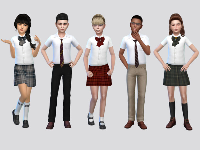 Sims 4 Basic Kids Uniform Girls by McLayneSims at TSR