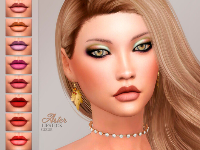 Sims 4 Aster Lipstick N22 by Suzue at TSR