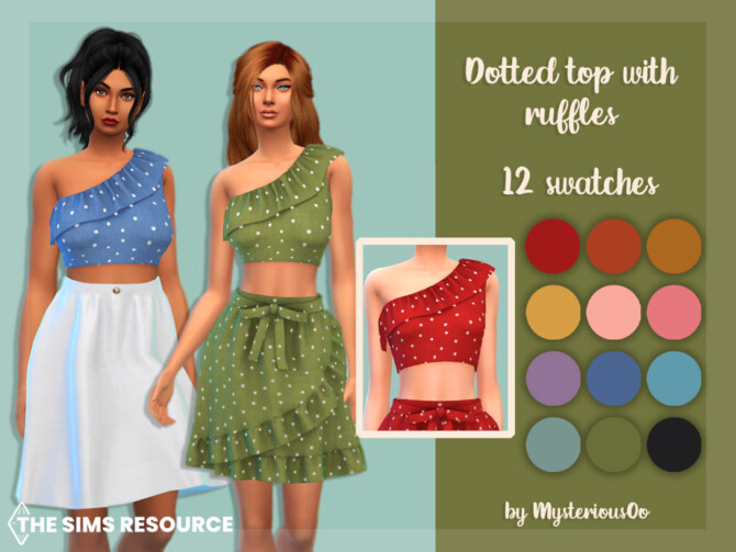 Sims 4 Dotted top with ruffles by MysteriousOo at TSR