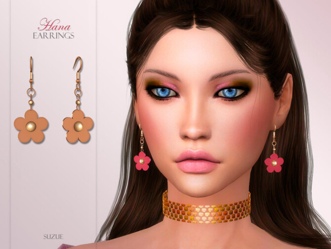 Sims 4 Hana Earrings by Suzue at TSR