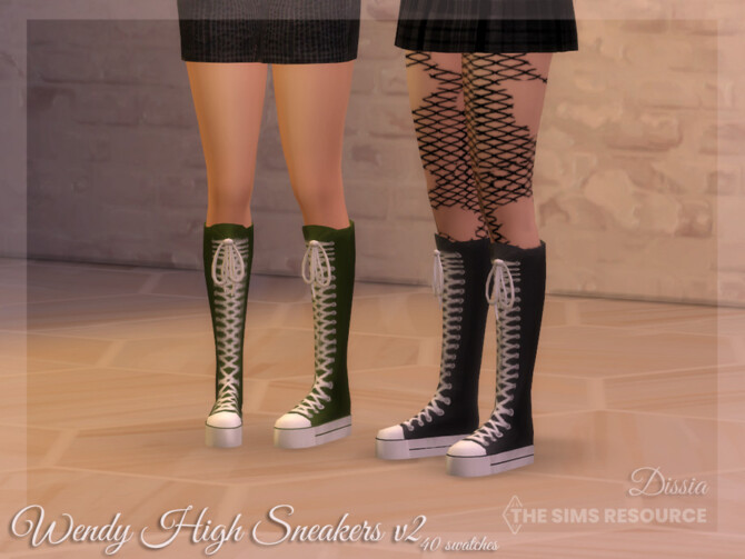 Sims 4 Wendy High Sneakers v2 (Platform) by Dissia at TSR