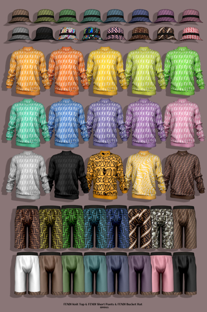 Sims 4 Knit Top & Short Pants & Bucket Hat at RIMINGs