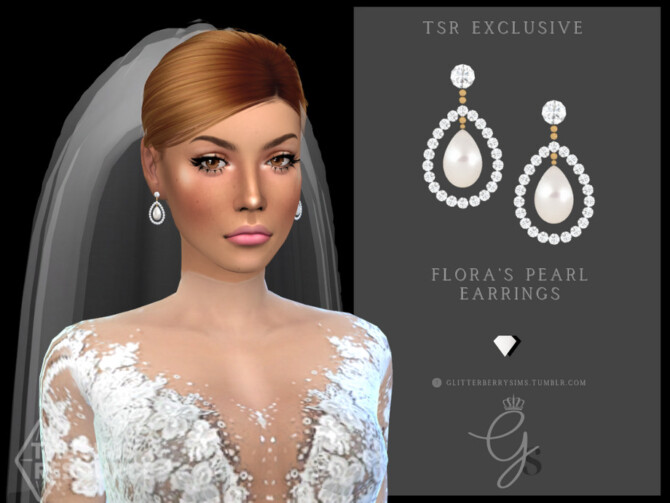 Sims 4 Floras Pearl Earrings by Glitterberryfly at TSR