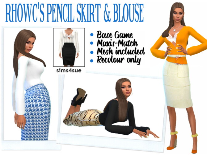 Sims 4 RHOWC’S PENCIL SKIRT & BLOUSE at Sims4Sue