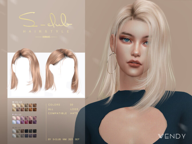 Sims 4 Medium length straight hair (Wendy) by S Club at TSR