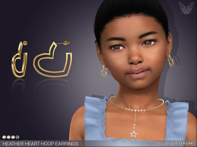 Sims 4 Heather Heart Hoop Earrings For Kids by feyona at TSR