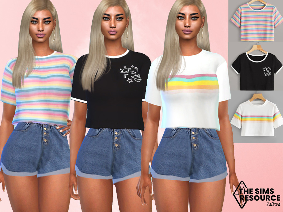 Casual Trendy Crop Tops by Saliwa at TSR » Sims 4 Updates