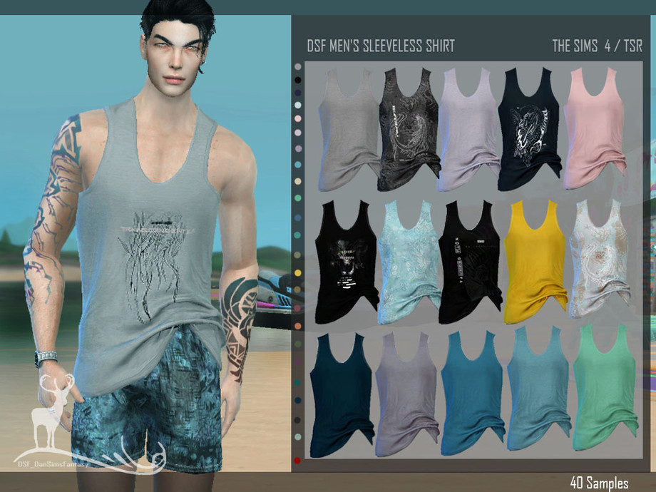 Mens Sleeveless Shirt By Dansimsfantasy At Tsr Sims 4 Updates