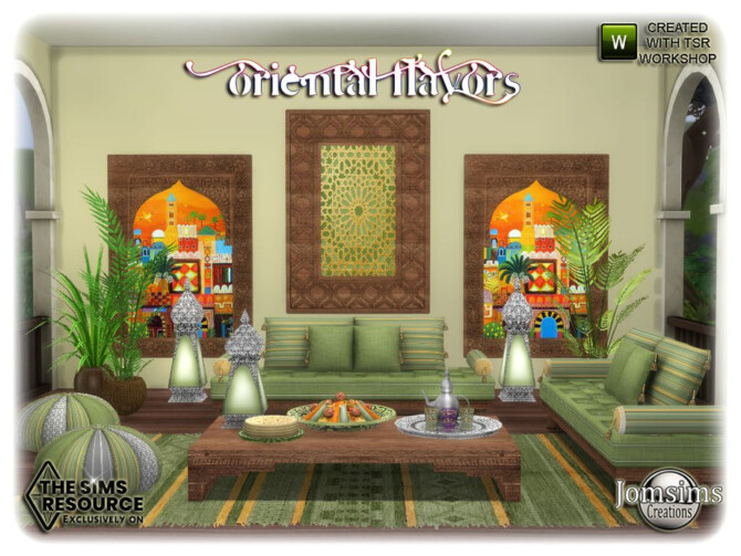Sims 4 Oriental flavors living room by jomsims at TSR