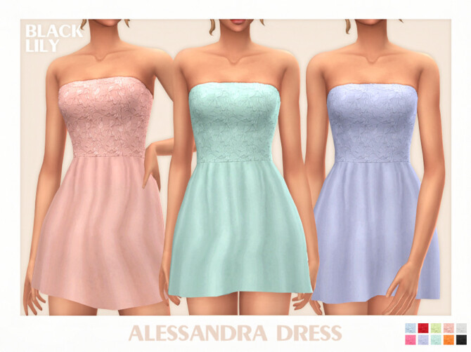 Sims 4 Alessandra Dress by Black Lily at TSR