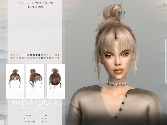 Sims 4 WINGS TO0918 Lovely bun by wingssims at TSR