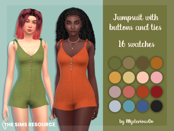 Sims 4 Jumpsuit with buttons and ties by MysteriousOo at TSR