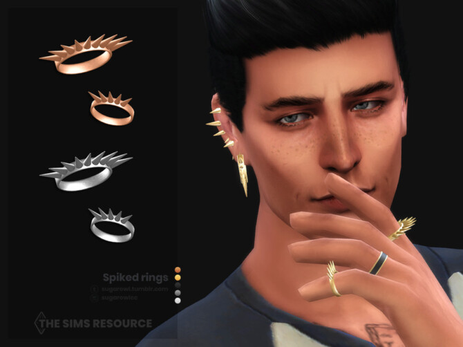 Sims 4 Spiked male rings by sugar owl at TSR